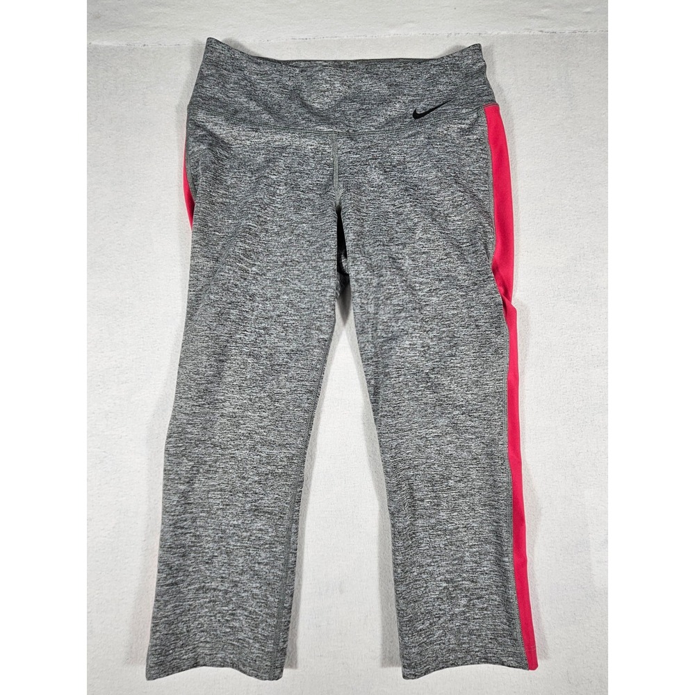 Nike Dri-FIT Womens Gray Pink Space Dye Cropped Leggings‎ Size Medium Yoga Gym